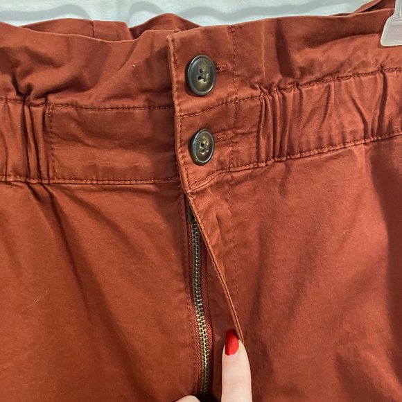Madewell Paperbag Tapered Pants Rust Orange Size 6 - Picture 2 of 8